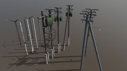 Utility electric poles pack column, grid, pole, utility, asset, street, electric, light