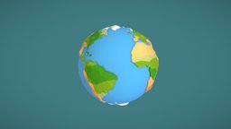 Low Poly Planet Earth world, planet, landscape, globe, polygonal, earth, terra, cartoon, game, lowpoly, low, poly, space