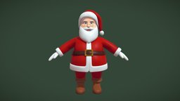 Cartoon Santa Claus winter, santa, xmas, snow, christmas, holiday, claus, oldman, nicholas, newyear, fatherchristmas, character, cartoon, game, lowpoly, model, fantasy