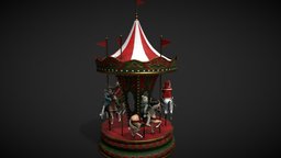 Animation FBX winter, toy, children, vintage, santa, retro, christmas, park, horses, ride, noel, present, carousel, newyear, childhood, amusement, roundabout, carol, attractions, merry-go-round, horse-about