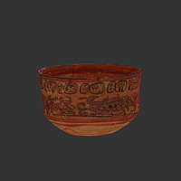 Ceramic bowl, Caracol, Belize mayan, museum, glyphs, archaeology