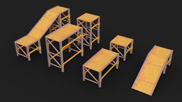 Pallet Racking Staircase pallet, exterior, prop, warehouse, metal, old, asset, construction, bridge, gameready