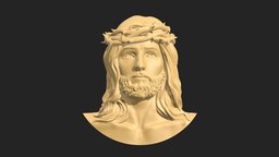 Jesus Head Pendant 3D Print stl, jewellery, cross, printing, portrait, catholic, pendant, god, obj, medallion, christ, jesus, print, relief, head, printable, sculptures, religious, 3d, art, sculpture