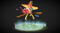 Mischievous Witch wizard, cute, mushroom, cook, adventure, spoon, mage, glow, soup, potion, grimoire, witchsona, 4kadventuress, handpainted, book, lowpoly, witch, halloween, magic