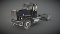 Classic Truck wheel, truck, heavy, transport, generic, classic, cargo, old, lorry, straight, haul, vehicle, pbr, lowpoly, black, gameready