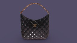 Chanel Large Hobo Bag Realistic PBR leather, boy, luxury, fashion, women, accessories, bag, classic, equipment, ready, vr, ar, accessory, purse, realistic, woman, chain, luggage, handbag, quality, pouch, chanel, quilted, asset, game, 3d, pbr, low, poly, model, design, lady, calfskin