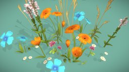Stylized Wildflowers pack plant, forest, grass, flower, unrealengine, handpainted, unity3d, low-poly, blender, blender3d, gameart, hand-painted, gameasset, stylized, fantasy, gameready, environment