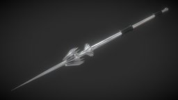 Silver Chromed Spear spear, medieval, silver, twohanded, weapon, twohandedweapon