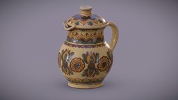 Jug with ornament, Kosiv ceramics pot, painting, pottery, ukraine