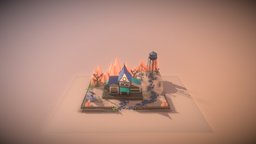 Low Poly Saloon Scene !! desert, saloon, west, wild, nature, polly, unwrap, lazy, art, low