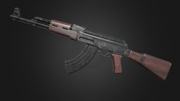 AK-47 Assault Rifle Normal photorealistic, unreal, metal, optimized, pbr-texturing, unity, pbr, lowpoly, gameasset, wood, gun, war, gameready