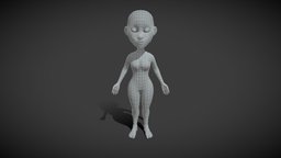 Female Body Cartoon Base Mesh 3D Model body, face, base, anatomy, toon, mesh, legs, cartoony, torso, cartoonish, arms, fingers, head, woman, base-mesh, character, girl, cartoon, female, human, cartoon-female-body-base-mesh, female-body-cartoon