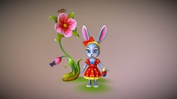 Bunny Girl rabbit, bunny, 3ds-max, 3d-model, 3d-coat, girl, hand-painted