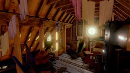 Home of Adventure objects, fun, composition, memory, level, adventure, nathan, raider, old, glow, bloom, static, uncharted, busy, lighting, game, photoshop, blender, art, design, house, home, wood, tomb