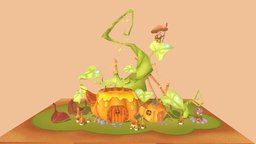 Pumpkin House mushroom, charactermodel, procreate, maya, character, cartoon, 3d, house, pumpkin, procreate52