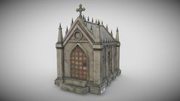 Gothic Mausoleum cemetery, gothic, crypt, mausoleum, game-asset, low-polly, environment-assets, pbr