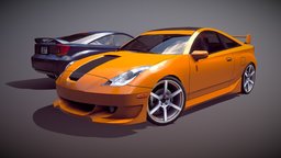 2000 Toyota Celica GT automobile, gt, fast, automotive, toyota, auto, tuner, jdm, furious, trd, celica, vehicle, lowpoly, car, japanese
