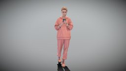 Beautiful woman using mobile phone 403 hair, suit, style, archviz, scanning, , fashion, walking, pink, young, smartphone, phone, realistic, woman, casual, posing, pretty, attractive, tracksuit, sportswear, shortcut, photoscan, character, girl, photogrammetry, 3d, lowpoly, model, lady, streetstyle
