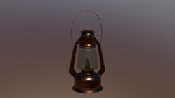 Old kerosene / oil lamp lamp, vintage, props, old, maya, game, lowpoly, light