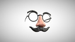 Groucho Disguise Glasses with Mustache face, eye, cloth, meme, fun, lol, classic, obj, party, vr, comedy, ar, fbx, glasses, nose, mask, holloween, costume, carnival, mustache, illustration, joke, disguise, comedian, novelty, groucho, glb, glass, clothing, funny