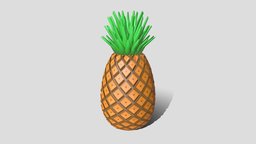 Low Poly Cartoon Pineapple pineapple, stylish, vegetable, low-poly-blender, lowpoly-fruit, exotic-fruit