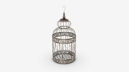 Victorian Style Bird Cage victorian, empty, bird, cage, vintage, retro, hook, antique, decorative, wire, jail, escape, hang, trapped, 3d, pbr, design, decoration, concept