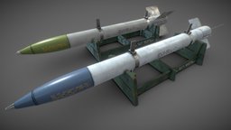 HiPoly: HVAR rockets 2 variants ww2, hipoly, arms, midpoly, aircraft, realistic, rocket, fins, hvar, weapon, war