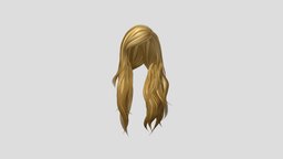 Asymmetrical Long Female Polygon Hair hair, to, red, cute, mesh, side, long, brown, the, asymmetric, blonde, straight, brushed, pbr, low, poly, female, dark, polygon, black