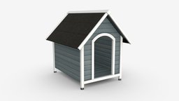 Outdoor Wooden Dog House wooden, dog, garden, pet, kennel, puppy, outside, domestic, gray, outdoor, shelter, yard, canine, doghouse, 3d, pbr, house, animal, wood