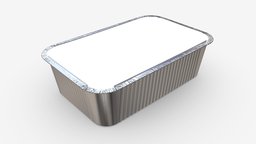 Food foil tray 02 food, packaging, cuisine, dinner, aluminum, silver, ready, tray, meal, mockup, metal, box, cooking, lunch, preparation, foil, 3d, pbr, container