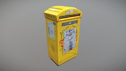 French Mailbox france, object, paris, mail, mailbox, box, tags, yellow, poster, postalservice, lowpolymodel, street-furniture, photoscan, photogrammetry, lowpoly, 3dscan, street