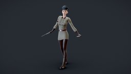 Military Girl Game Ready Low Poly 3D Model body, skeleton, cute, soldier, set, people, shaders, fun, , army, pack, rig, weapon, character, girl, game, 3d, pbr, lowpoly, model, military, female, human, gun