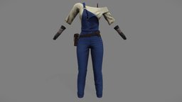 Female Overalls Top Gloves Outfit cute, , fashion, off, girls, clothes, pants, worn, dress, combat, farmer, old, sweet, builder, costume, casual, womens, shoulder, t-shirt, outfit, overalls, wear, gloves, gardener, denim, fingerless, coveralls, girl, pbr, low, poly, female, blue, fantasy