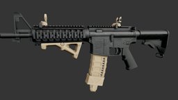 M4 Carbine Rifle Iron sight rifle, assault, us, m4, videogame, army, materials, unreal, carbine, sight, arma, videojuego, automatic, iron, united, marines, states, mag, weapon, unity, pbr, military, download, hrip
