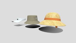 Summer hats pack pack, gameready-props, summerhats, summer-hats, summer-pack, gameready-models, summer-models