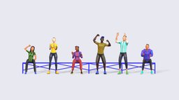 Cheering People happy, people, fan, population, women, shorts, clap, public, team, woman, men, hoodie, players, scream, crowd, cheer, excited, cheering, low-poly, blender, man, animated, rigged, , clapping, audience
