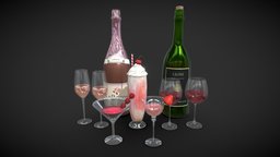Alcoholic drinks pack drink, wine, cherry, club, valentine, pack, valentines, party, birthday, glasses, anniversary, bottles, strawberry, martini, straw, champagne, newyear, milkshake, valentines-day, alcoholic, rasberry, alcoholicdrink, wine-glass, low-poly, glass, lowpoly, bottle, fizzy, partyfood, fizzydrink, fizzy-drink, new-years-eve, bottle-of-wine, alcohol-bottle, martini-glasses, milkshakes