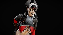 Rogue Demon Girl horns, rpg, demon, , jacket, mage, game-ready, girl, blender, stylized, textured, rogue