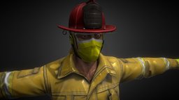 Character (Type Fire Fighter) games, mesh, fire, firefighter, freemodel, character, city, rigged