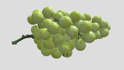 Green Grape Low Poly PBR trees, plant, food, fruit, garden, vray, wine, vine, vr, ar, leaf, juice, grapes, grape, brunch, metaverse, asset, game, 3d, low, poly, black