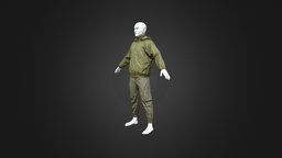 Man Green functional clothing + Yellow pants riged, clouth, character, game, lowpoly, man, male, metaclouth