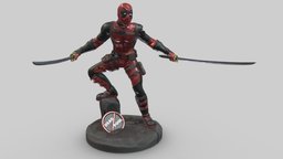Dead Pool Low Poly Realistic stl, comics, red, games, toy, printing, marvel, hot, ready, ryan, vr, ar, dc, lee, print, realistic, movie, deadpool, reynolds, printable, cinematic, stan, mcu, character, asset, game, 3d, low, poly, model, man, concept