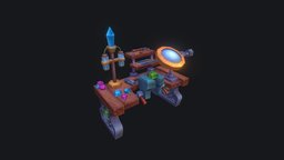 Jewelry Table [Hand-Painted] rpg, jewelry, medieval, crystal, table, gem, crafting, handpainted, 3d-coat, low-poly, blender, lowpoly, hand-painted, fantasy