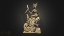 Asian Carving Woman and Dragon wooden, japan, prop, photorealistic, china, culture, asian, india, statue, woman, photoreal, photogrammetry, pbr, scan, design, 3dscan, dragon, interior