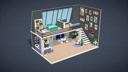 Low Poly Apartment n1 room, flat, pack, apartment, collection, furniture, props, package, houseware, houseroom, architecture, cartoon, lowpoly, house, home, building, interior, modular, environment, exteriors