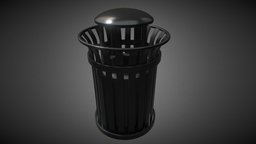 City Trash Can mesh, trash, file, trashcan, metal, trashbin, downloadable, asset, blender, model, city, free, download