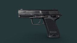 USP 9mmx19 police, prop, handgun, security, 9mm, ammo, usp, force, crime, pistol, real-time, low-poly-model, ammunation, weapon, low-poly, military, gun, war, steel, lowpoly-real