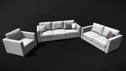 Couch/Sofa Set sofa, archviz, couch, furniture, blender, free, living-room-furniture