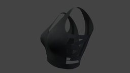 Straps Side Black Tank Top little, , fashion, side, girls, top, clothes, straps, realistic, real, casual, womens, blouse, pbr, low, poly, female, black
