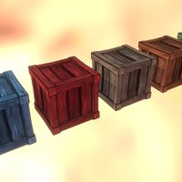 Cartoon Wood Crates crate, wooden, boxes, crates, box, handpainted, low, poly, wood
